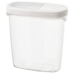 Dry food jar with lid, transparent/white, 1.3 l
