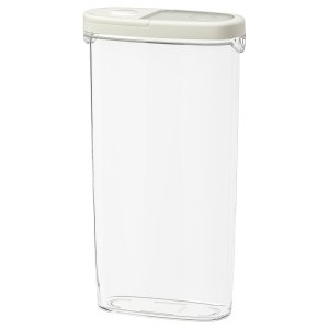 Dry food jar with lid, transparent/white, 2.3 l