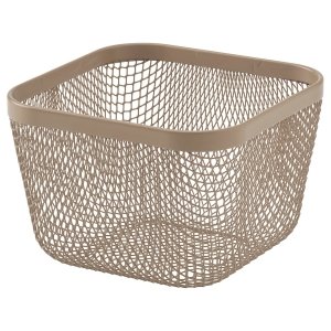 Food storage basket, metal/light grey-brown,