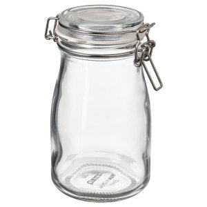 Bottle shaped jar with lid, clear glass, 0.4 l