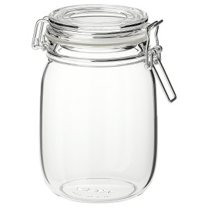 Jar with lid, clear glass, 1 l